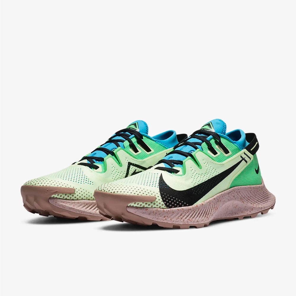 Nike Pegasus Trail 2 Running Hiking Shoes Mens 9 Green Blue NEW CK4305-700